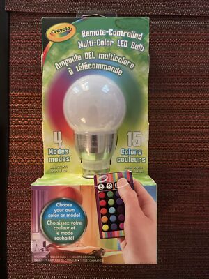 Crayola Remote Controlled Multi-Color LED Light Bulb 15 Colors Changing 4 Modes 