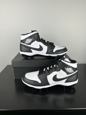 Jordan 1 Mid TD Alpha Menace Panda Football Cleats Sz 13 FJ6805-100 White Black