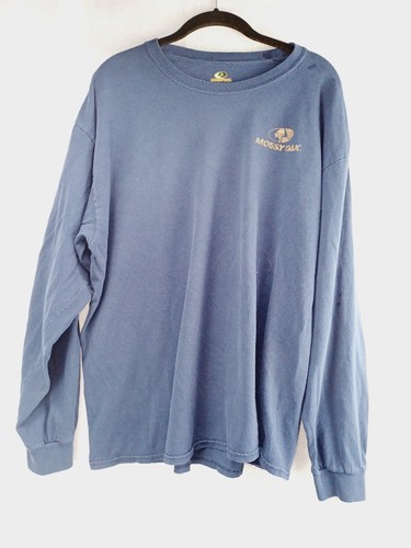Mossy Oak T-Shirt Men's X-Large Blue Hunting Camo Long Sleeve Logo Pullover