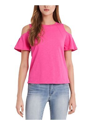 

VINCE CAMUTO Женский розовый топ с открытыми плечами и короткими рукавами и круглым вырезом