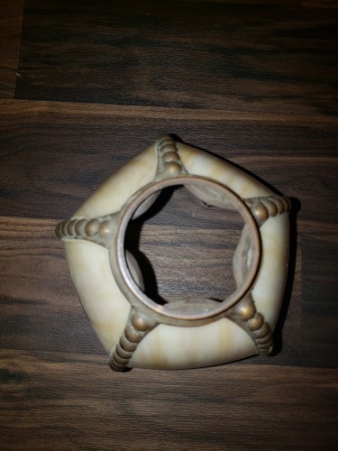 Antique Slag Glass Light Shade Marbled Creams Brass