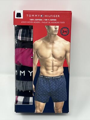 Tommy Hilfiger 4 Pack 100% Cotton Woven Boxers Underwear Men s Size XXL NWT
