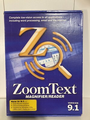 ZoomText MAGNIFIER & SCREEN READER Ver 9.1 Ai Squared Zoom WINDOWS 7/Vista/XP/ME