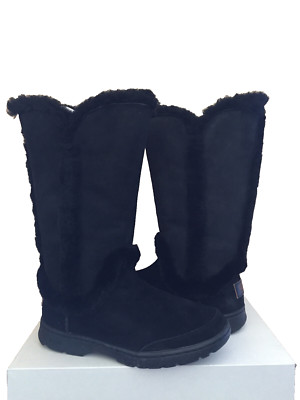 UGG KATIA TALL BLACK SHEARLING LINED SUEDE BOOTS US 9 / EU 40 / UK 7.5