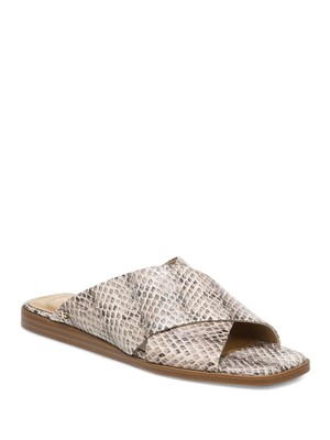 

SAM EDELMAN Женские бежевые кожаные шлепанцы на танкетке со змеиным рисунком Idina, Бежевый, H5817L3