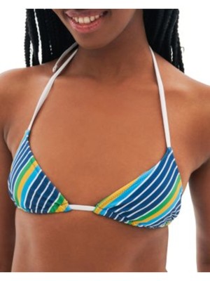 Женский купальник TROPIC OF C в темносинюю полоску с завязкой на спине Praia Triangle Swimwear Top M