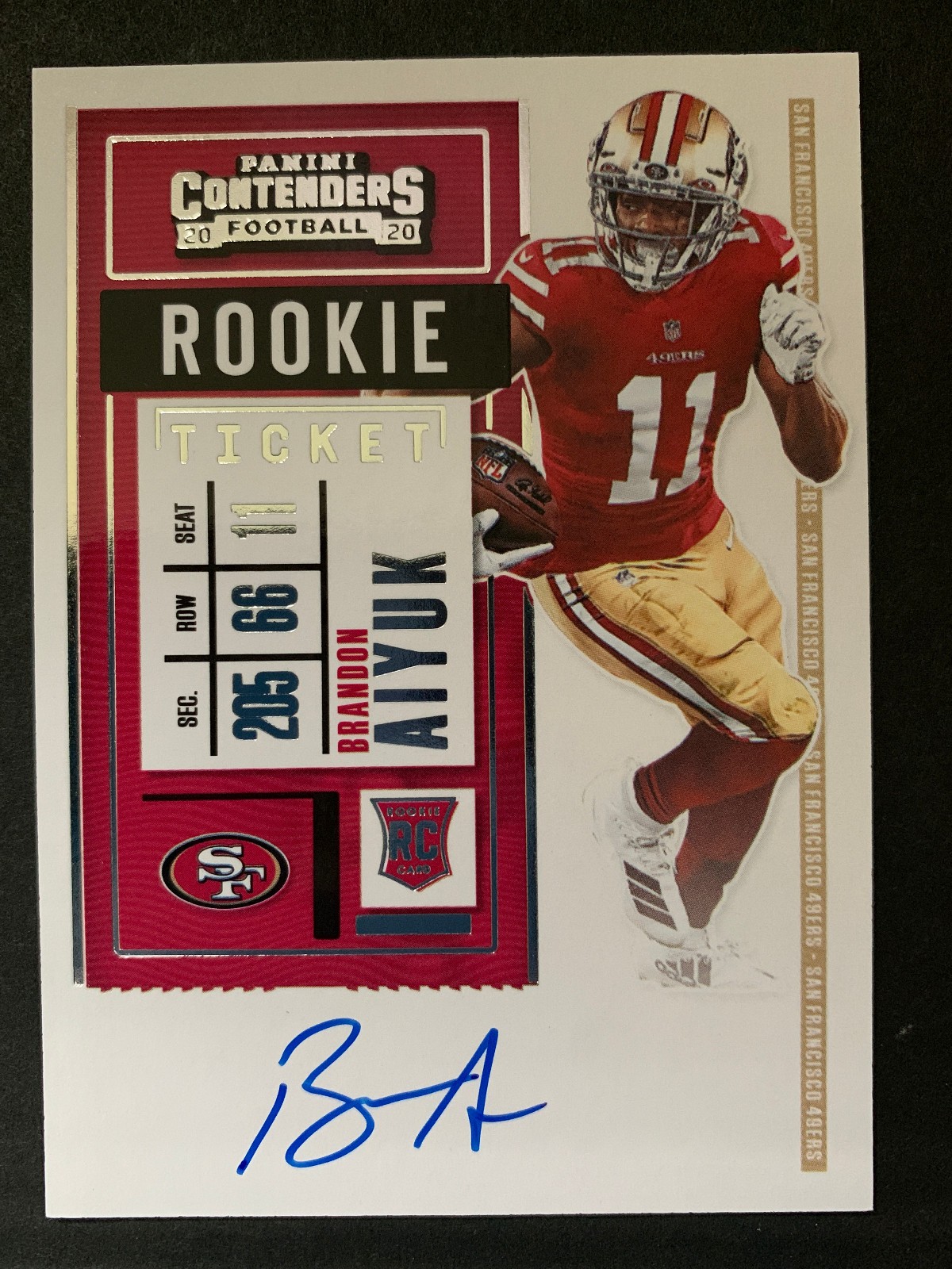 2020 Contenders Rookie Ticket Variation #110 Brandon Aiyuk RC Auto Autograph
