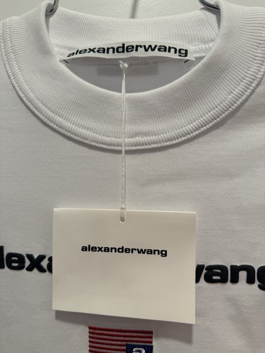 Pre-owned Alexander Wang Women's York Embroidered Flag Logo Crewneck Sweatshirt Sz Xs In White