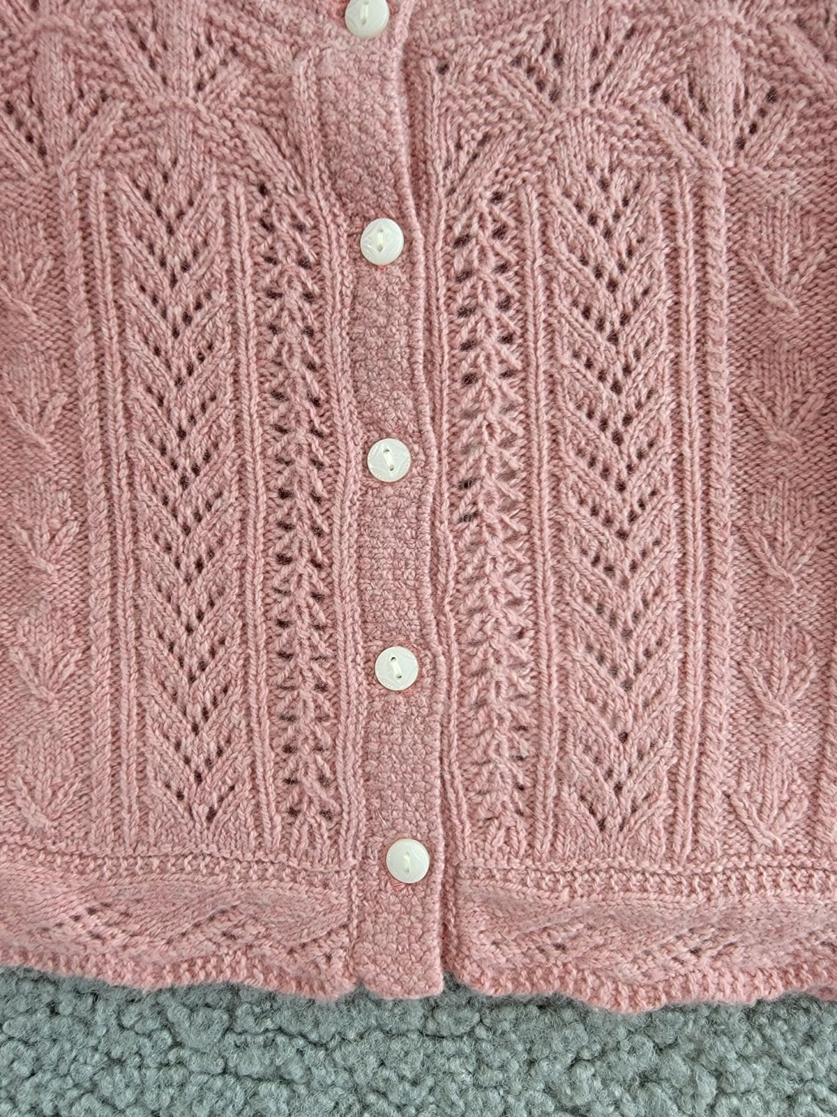 Ralph Lauren Wool Blend Mixed Knit Cardigan Baby Girls' 3-6Mos Pink Long Sleeve - Picture 9 of 17