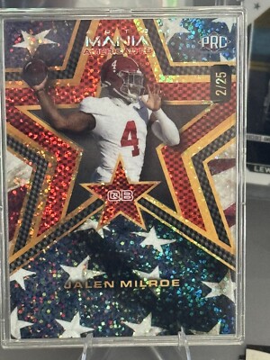 Jalen Milroe Sparkle American Flag 2024 Wild Card Automania 2/25