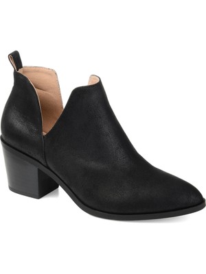 

JOURNEE COLLECTION Женские черные ботильоны без шнуровки Lola на блочном каблуке с глубоким V-образным вырезом, Черный, LOLA-BOOTIE