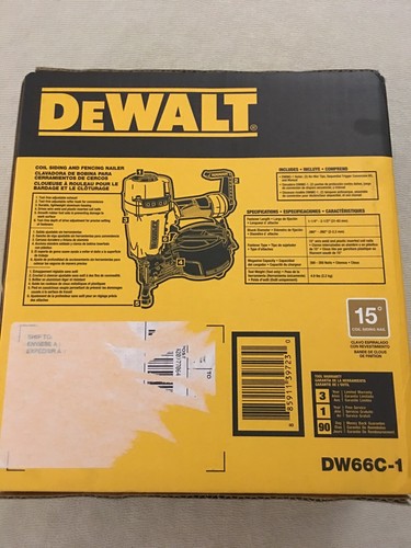 DEWALT / DW66C-1 / 2-1/2 Inch / 15 Degree Coil Siding and Fencing Nailer