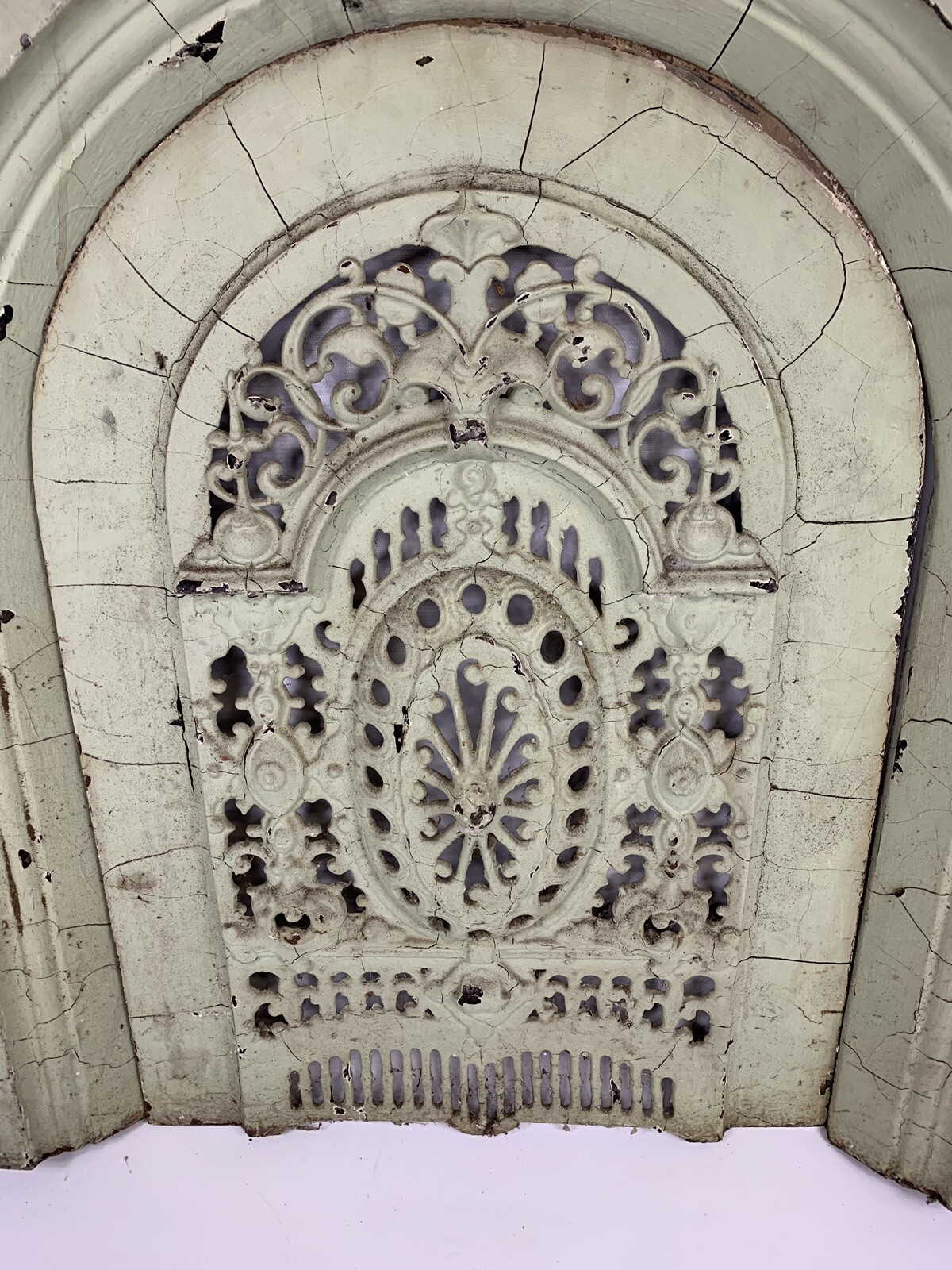 Gorgeous Victorian Cast Iron Arched Fireplace Frame w/ Cover