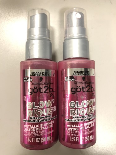 2 NEW SCHWARZKOPF Got2b GLOW'RIOUS Metallic Shimmer PINK Hair & Body 1.69 fl oz