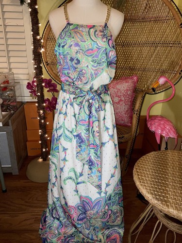 Pre-owned Lilly Pulitzer Tiera Maxi Dress Best Kept Secret ? Size M No Sash In Multicolor