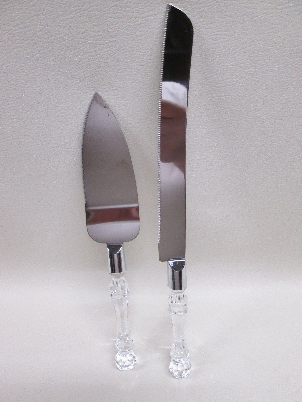 Cake Pie Server Spatula & Knife Set Clear plastic handle*