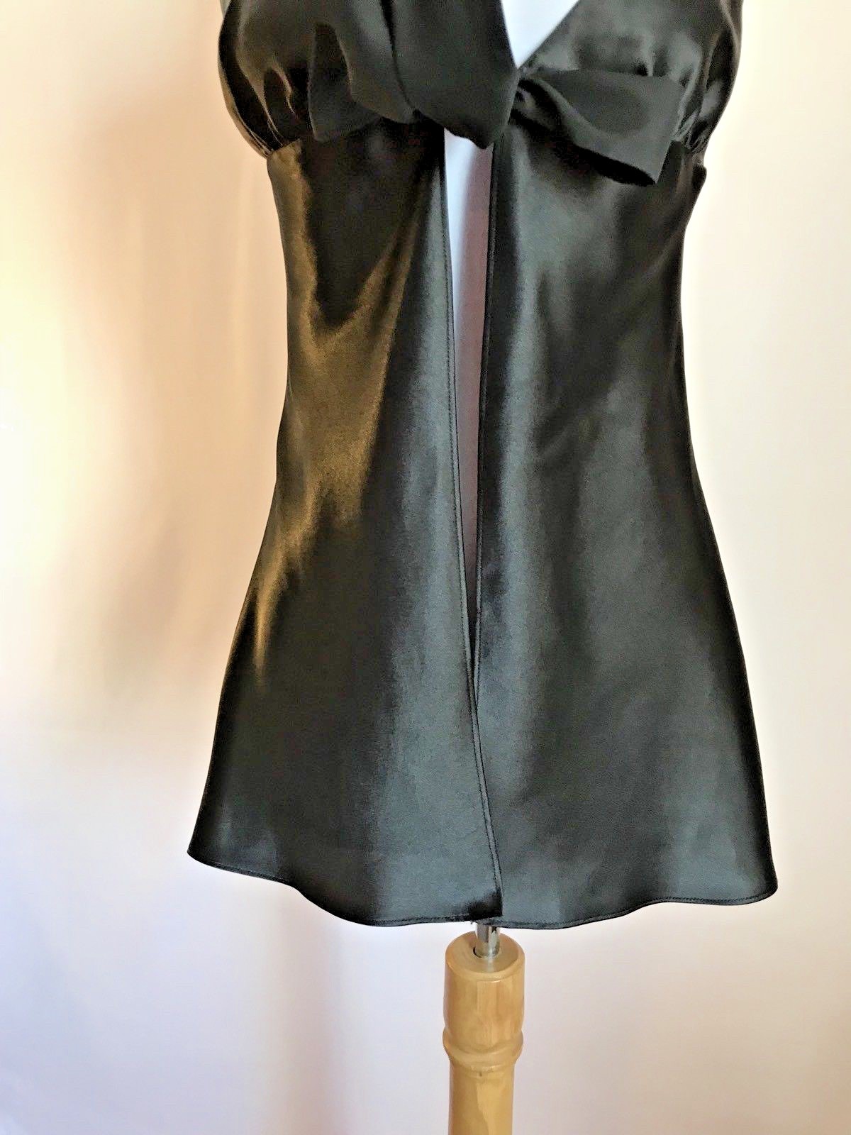 Victoria's Secret Bow S Black Babydoll Tie Front Open Chemise Nighty Lingerie