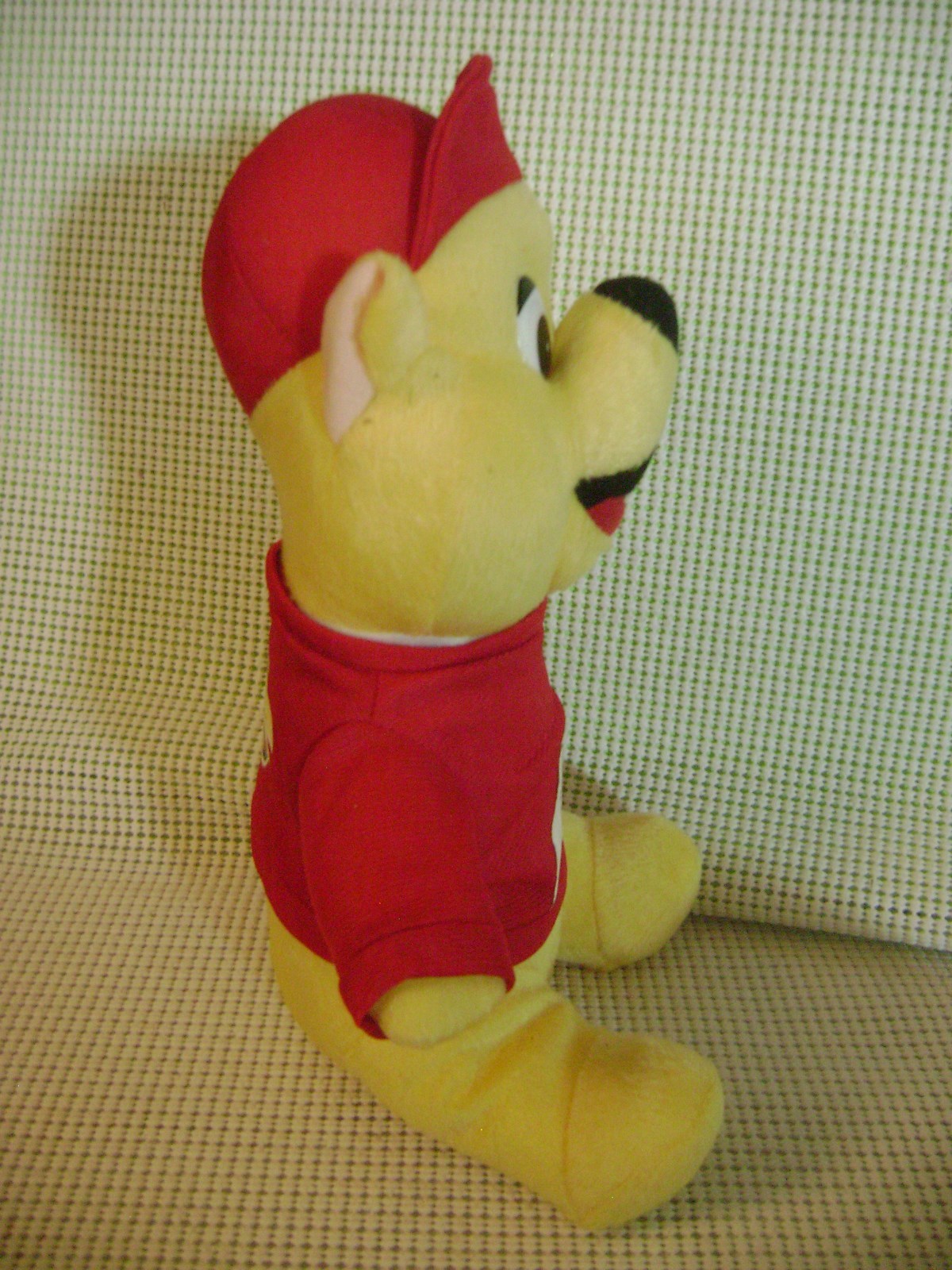 yellow BEAR PLUSH toy F1 SUPERCAR stuffed animal TEAM WINNER racing vtg teddy