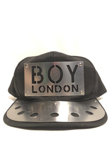 Vintage BOY London Hat RARE 80s Metal Plate Brim Silver Vintage BOY London Hat RARE 80s Metal Plate Brim Silver