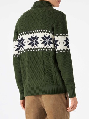 Pre-owned Mc2 Saint Barth Half-turtleneck Sweater With Verbier Lettering In Green