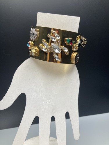 Cabi Secret Garden Cuff Wide Chunky Gold Tone Rhinestone