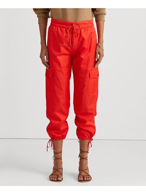 

LAUREN RALPH LAUREN Женские красные капри с завязками и карманами на молнии, Красный, 200868251002
