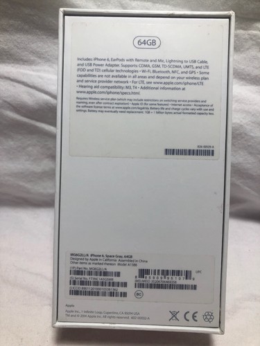 Apple iPhone 6-64GB, Space Gray, EMPTY BOX Only (No phone).