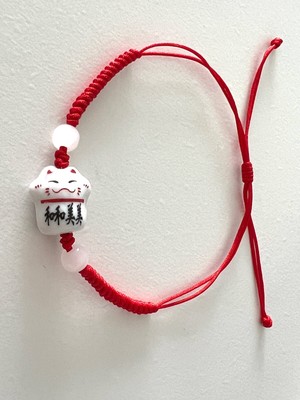 Handmade Red String Cute Ceramic Kitten Women Happiness Bracelet Gift Adjustable