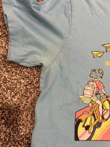 Apari Brand Anime Girl Bike Riding Shirt Blue Large