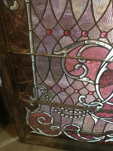 SG 2685 Incredible Stained Glass And Beveled Glass Landing Window 52W By 50H