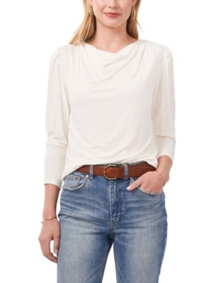 

VINCE CAMUTO Женский топ-пуф цвета слоновой кости с воротником-хомутом  XS, Цвет слоновой кости