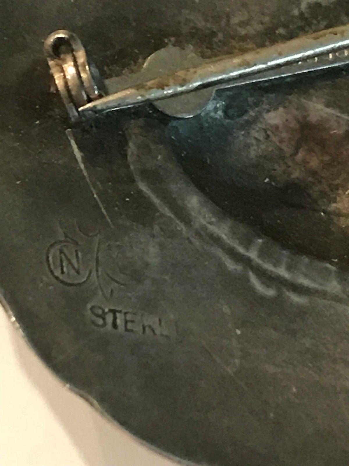 1940s Signed STUART NYE Sterling Silver Round Pine Cone Pin Brooch