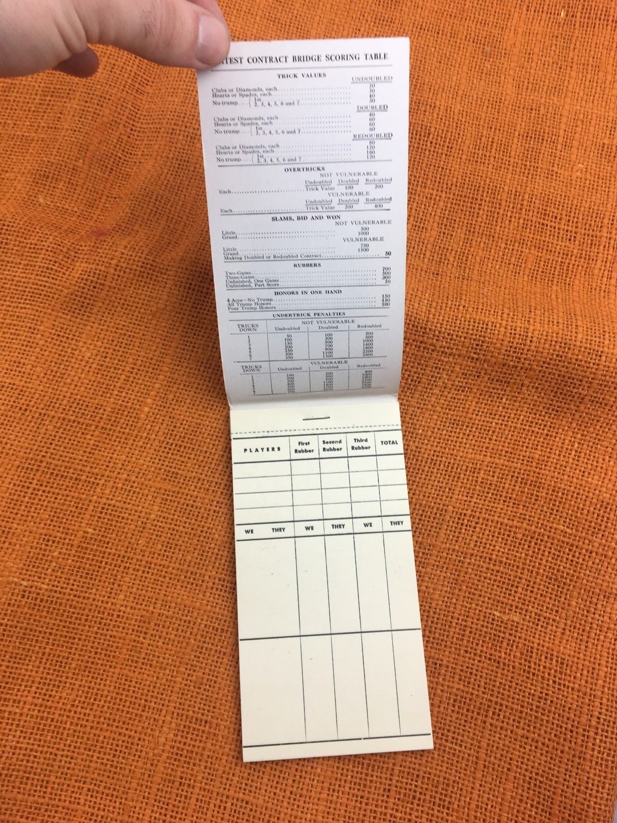 vintage SASKATOON SASK King George Hotel advertising BRIDGE CARD SCORE PAD note