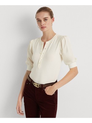 

RALPH LAUREN Женский топ-пуф цвета слоновой кости с круглым вырезом  XS, Цвет слоновой кости