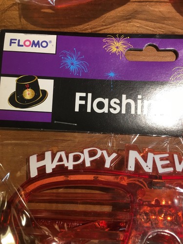 LOT OF 2-FLASHING GLASSES-HAPPY NEW YEAR-SHUTTER GLASSES-RED-FREE SHIPPING