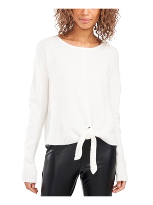 

VINCE CAMUTO Женский белый свитер с завязками спереди и манжетами с длинными рукавами и круглым вырезом