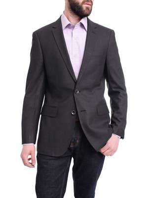 

Черный приталенный темно-серый шерстяной пиджак в фактурную клетку Arthur Sportcoat