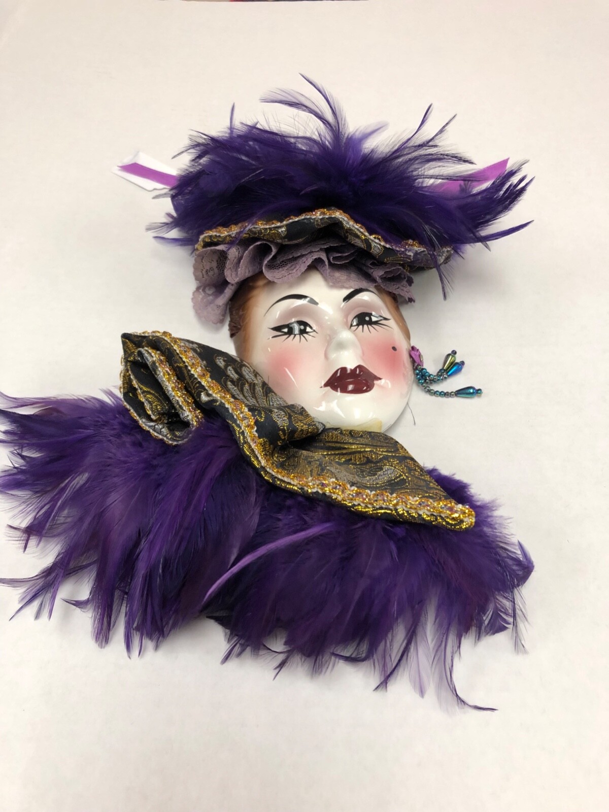 Vintage CLAY ART Victorian Lady Style Decorative Ceramic Face Mask Wall Hanging