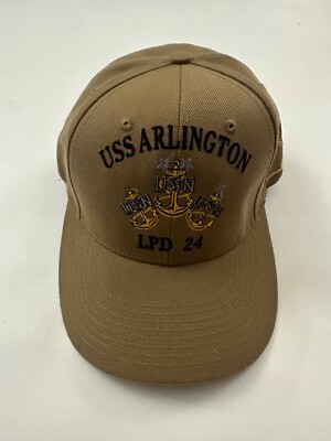 New The Corps USS Arlington LPD 24 Beige Baseball Cap Hat One Size