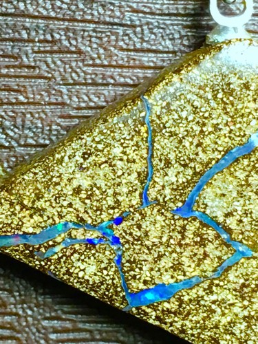 Hand Cut Custom “DIAMOND” Shaped Australian Opal Necklace *Authentic Stone*