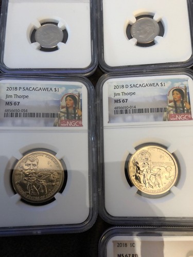 2018-P&D Set Penny Nickle Dime Kennedy Half & Sacagawea Complete P&D MS67 TopSet