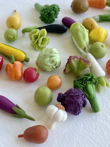 30 Pcs Set 1:12 clay Handmade miniature Dollhouse Mixed Vegetable Broccoli Corn