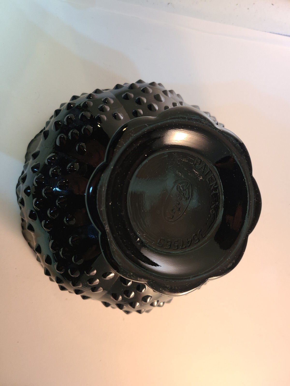 Vintage FENTON Black Glass Hobnail Pedestal 6 Taper Pedestal Candle Holder
