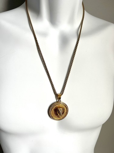 Men's Yellow Ion-Plated Stainless Steel Lion Medallion 24