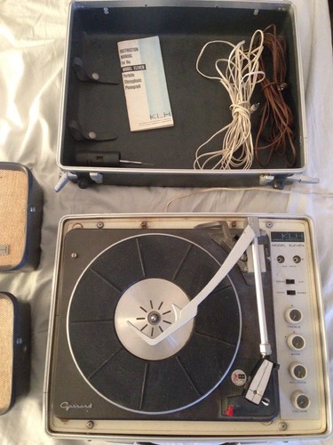 Garrard KLH Model Eleven Portable Record Player w/Cover & Speakers. For repair
