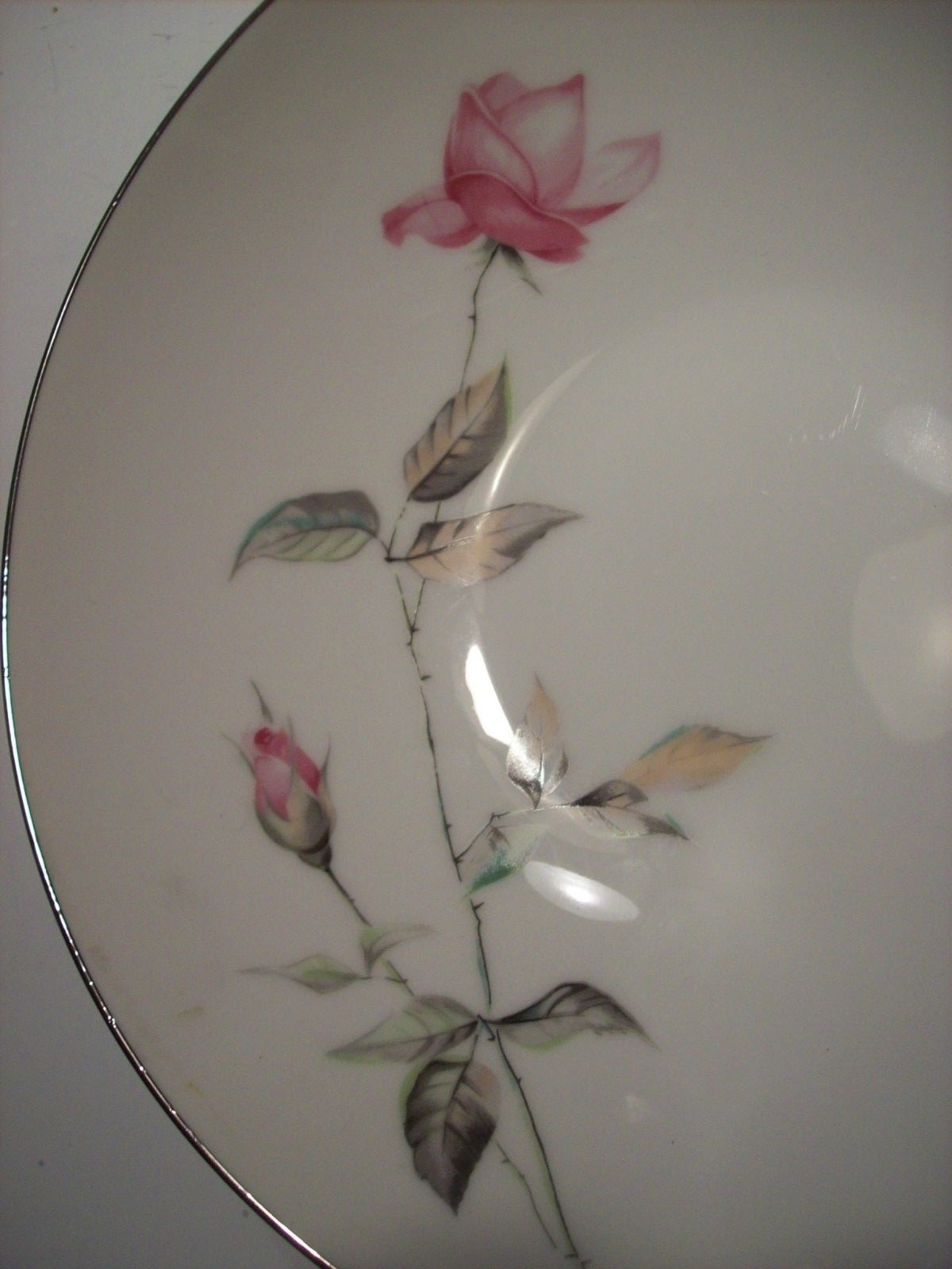 Style House Dawn Pink Long Stem Rose Vegetable Salad Serving Bowl Dish @ cLOSeT