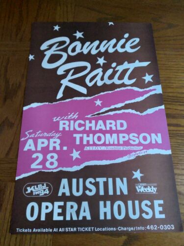 Richard Thompson Bonnie Raitt Poster 4/28/89 Austin, Tx Fairport Convention 