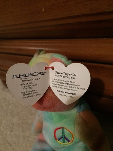 Ty Beanie Baby Rare Peace Bear Retired PVC Pellets 1996 Will Negotiate Satisfied