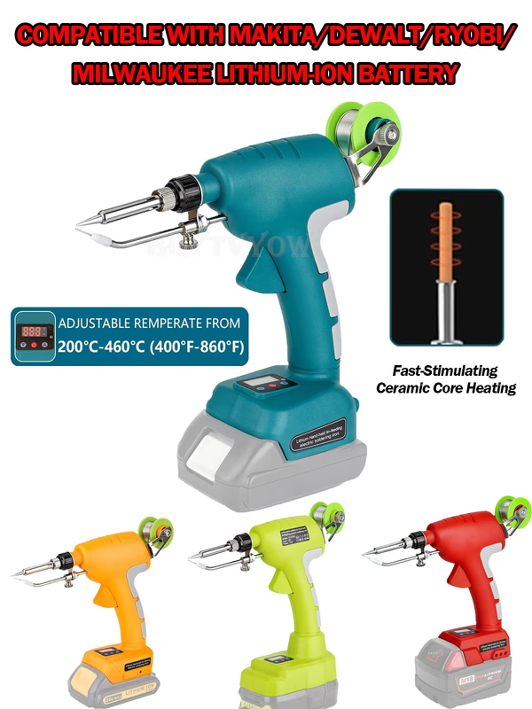 Cordless Soldering Iron Kit for Makita/Milwaukee/Ryobi/Dewalt/Bosch Battery 75W