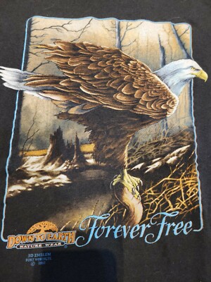 Vtg 3d Emblem Forever Free Down To Earth Bald Eagle Tshirt Xl Single Stitch USA
